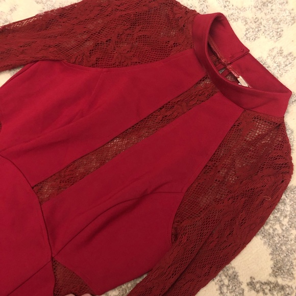 Free People Red Lace Bodycon Dress NWOT - Picture 3 of 6